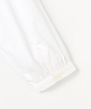 J.PRESS LADIES L BEZコットンナイロン ストライプ フリル襟 ブラウス ホワイトドビー系