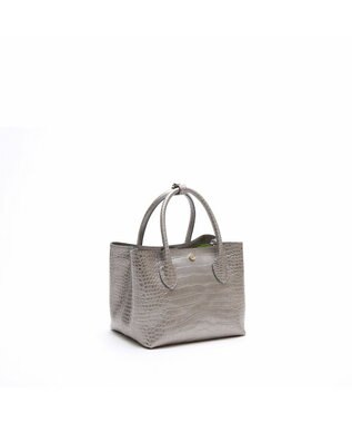 A.D.M.J. 【牛革】クロコ型押しキューブトート21cm(ショルダーストラップ付) GG