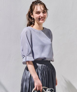 ANY SIS S 【速乾・接触冷感】スムージーポリエステル クルーネック ブラウス ライトブルー