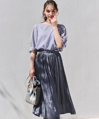 ANY SIS S 【速乾・接触冷感】スムージーポリエステル クルーネック ブラウス ライトブルー