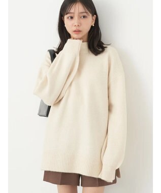 earth music&ecology ＦＬＵＦＦＹハイネックチュニック Ivory