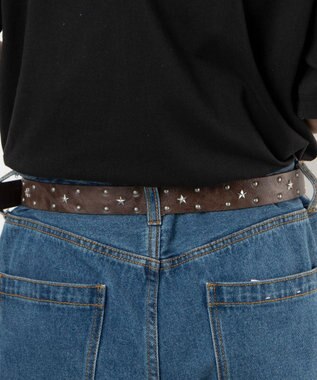 WEGO Mヴィンテージスタッズベルト ブラウン