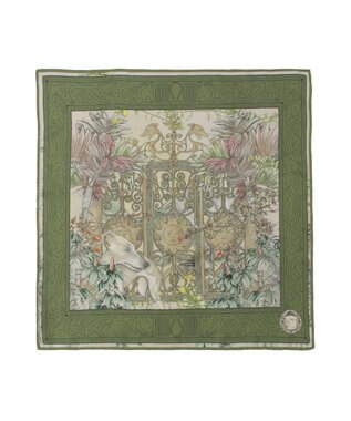 MOONBAT SWASH LONDON(スウォッシュロンドン） シルクツイルスカーフ GATE 68×68cm 日本製 カーキー