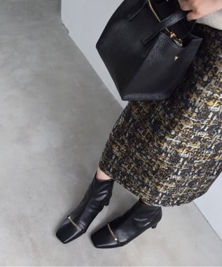 Bridget Birkin 【Bridget Birkin】アクセサリーパールチェーンショートブーツ ブラック