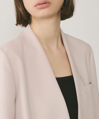 GRACE CONTINENTAL ダブルクロスノーカラージャケット ベージュ