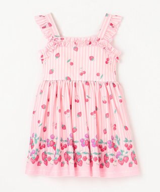 ANY KIDS ストライプ×フルーツ ワンピース 水着 ピンク系