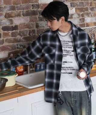 WEGO 【ユニセックス着用ITEM/SMLサイズ展開】オンブレチェックネルシャツ(LS)