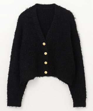 GRACE CONTINENTAL ツイーディーリボンヤーンカーディガン ブラック