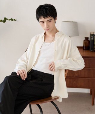 WEGO ルーズシルエットボックスシャツ（LS） オフホワイト