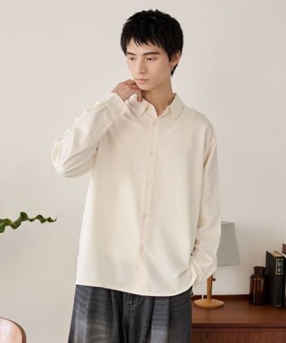 WEGO ルーズシルエットボックスシャツ（LS） オフホワイト