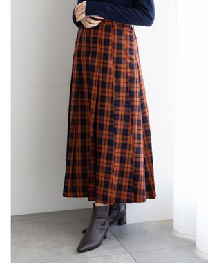 Te chichi チェックアソートロングプリーツスカート オレンジ