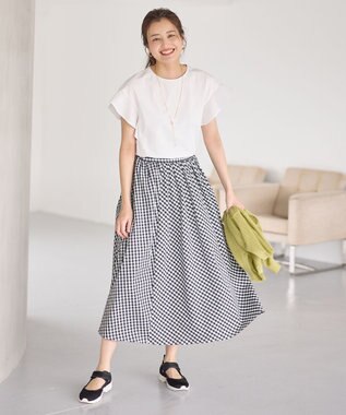 ANY 異素材コンビフリルスリーブプルオーバー オフ