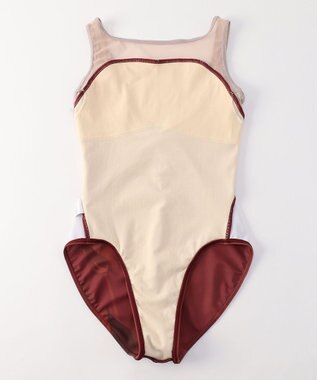 Chacott ノースリーブレオタード ガーネットプリント