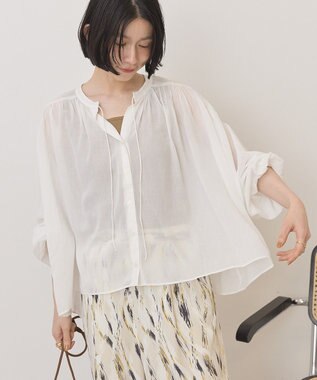 AMERICAN HOLIC スキッパーギャザーブラウス Off White