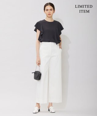 ICB 【WEB限定・洗える】BackSatinGeorgette ラッフルブラウス グレー系