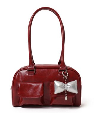 WEGO チャーム付きボストンバッグ ワイン