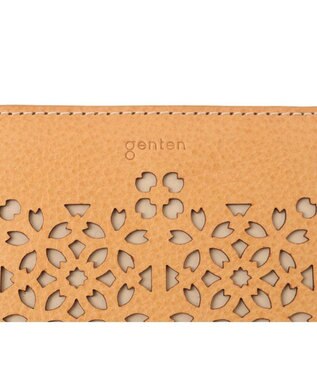 genten フラッターカットワーク 二つ折り財布 ヌメベージュ