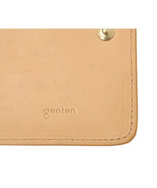genten フラッターカットワーク 二つ折り財布 ヌメベージュ