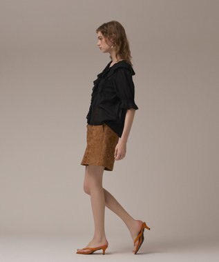 GRACE CONTINENTAL コットンフリルカラーブラウス ブラック