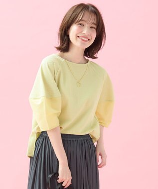 ANY L 【洗濯機可】サッカーランタンスリーブプルオーバー イエロー