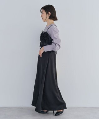 Green Parks ＳＥＴ２点チュールビスチェ＋表面感プルオーバー Black