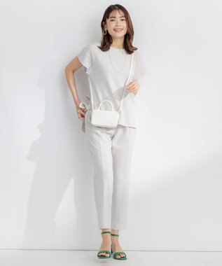 組曲 【吸湿・冷感・UVケア】スタイルアップジャージー パンツ ライトグレー系