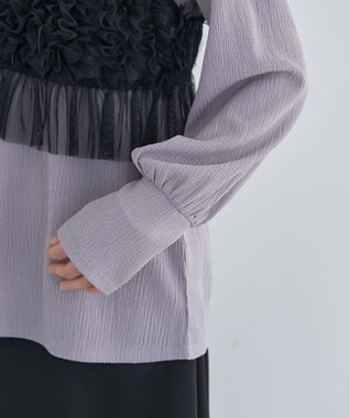 Green Parks ＳＥＴ２点チュールビスチェ＋表面感プルオーバー Black