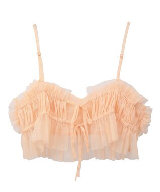 Green Parks ＳＥＴ２点チュールビスチェ＋表面感プルオーバー Orange