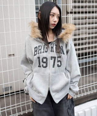 WEGO 裏起毛ファーフードBIGZIPパーカー