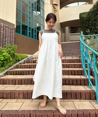 UNFILO 【STORYコラボ】キャミワンピ＆Tシャツ セット オフ×ネイビー