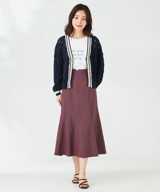 ANY SIS 【洗える】カラーMIXシャンブレー スカート スモーキーピンク