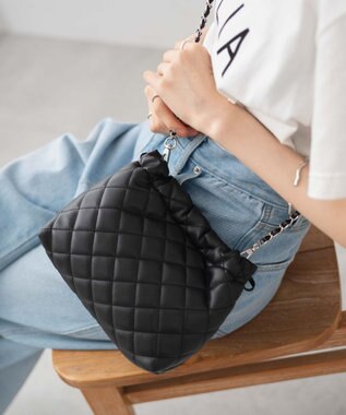 WEGO サイドリボンキルティングショルダー ブラック