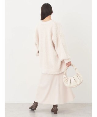 earth music&ecology ロングシャギーＶネックカーディガン Ivory