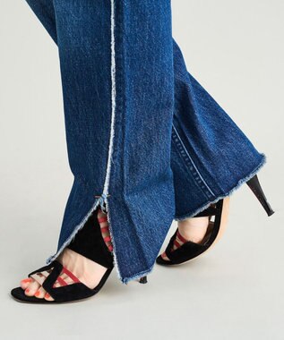 woadblue 【157】SLIT STRAIGHT REMAKE PANTS デニムパンツ DARK BLUE