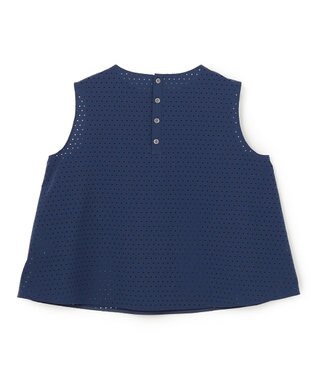 UNFILO L 【セットアップ着用可】FINE MOVE パンチング ドットブラウス ダークブルー