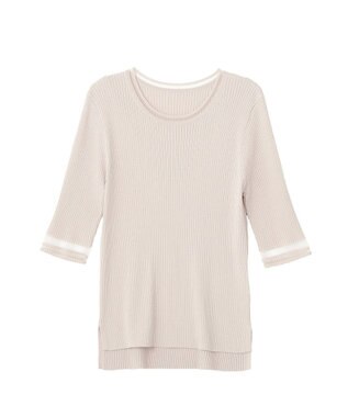 YECCA VECCA シアーMIX5分袖ニット Gray Beige