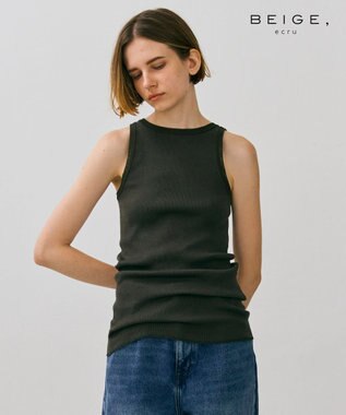 BEIGE， 【BEIGE,ecru/WEB限定・洗える】RIB TOPS /  コットンシルクアメリカンスリーブトップス