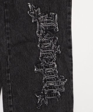 WEGO 【ユニセックス着用YD/ウエスト調整可/MLサイズ展開】グラフィックデニムパンツ デニムブラックソノタ