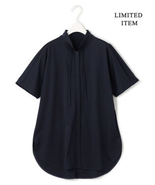 ICB 【WEB限定】ブラウスライクスムース スタンドカラーカットソー ネイビー系