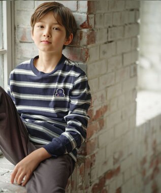 J.PRESS KIDS 【140-170cm】ボーダー 長袖Tシャツ ネイビー系1