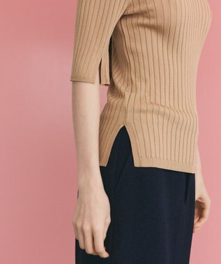 GRACE CONTINENTAL リブニットトップ キャメル
