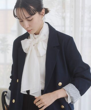 WEGO 【ANGIE VINTAGE/S/Mサイズ展開 / オケージョン対応 / セレモニー対応】ゴールドボタン テーラードジャケット / 金ボタン ダブル ブレザー ネイビー