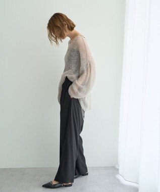 YECCA VECCA 袖シャーリングシアーニット Gray Mixture