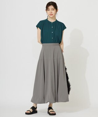 ANY SIS 【接触冷感・UVカット・洗える】ハイストレッチスムース2WAY ブラウス ダークグリーン