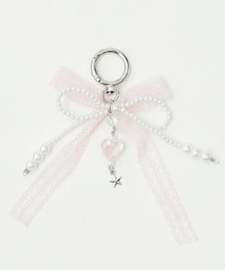 WEGO レースダブルリボンキーホルダー ピンク