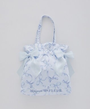 Maison de FLEUR リボン柄ダブルリボントートバッグ Blue