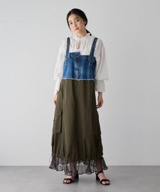 YECCA VECCA デニムMIXデザインサロペット