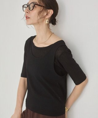 WEGO 【ANGIE VINTAGE】シアースラブレイヤードTシャツ ブラック
