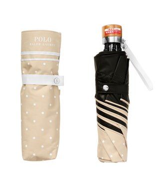 MOONBAT POLO RALPH LAUREN 晴雨兼用日傘 折りたたみ傘 ドット×グログラン／一級遮光 遮熱 UV ベージュ