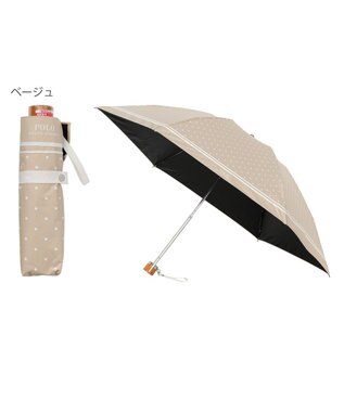 MOONBAT POLO RALPH LAUREN 晴雨兼用日傘 折りたたみ傘 ドット×グログラン／一級遮光 遮熱 UV ベージュ
